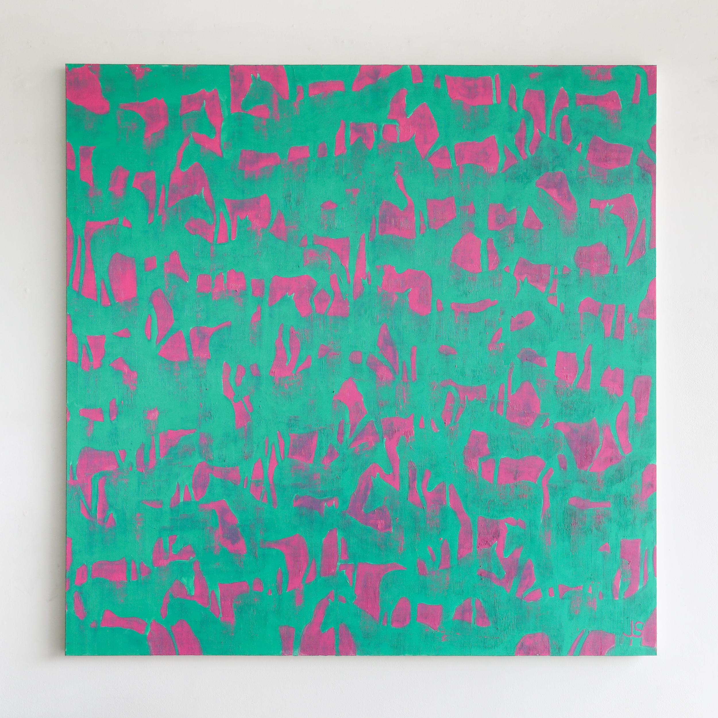 Cavalli verdi e rosa - Painting Moderno di Julie Sneed