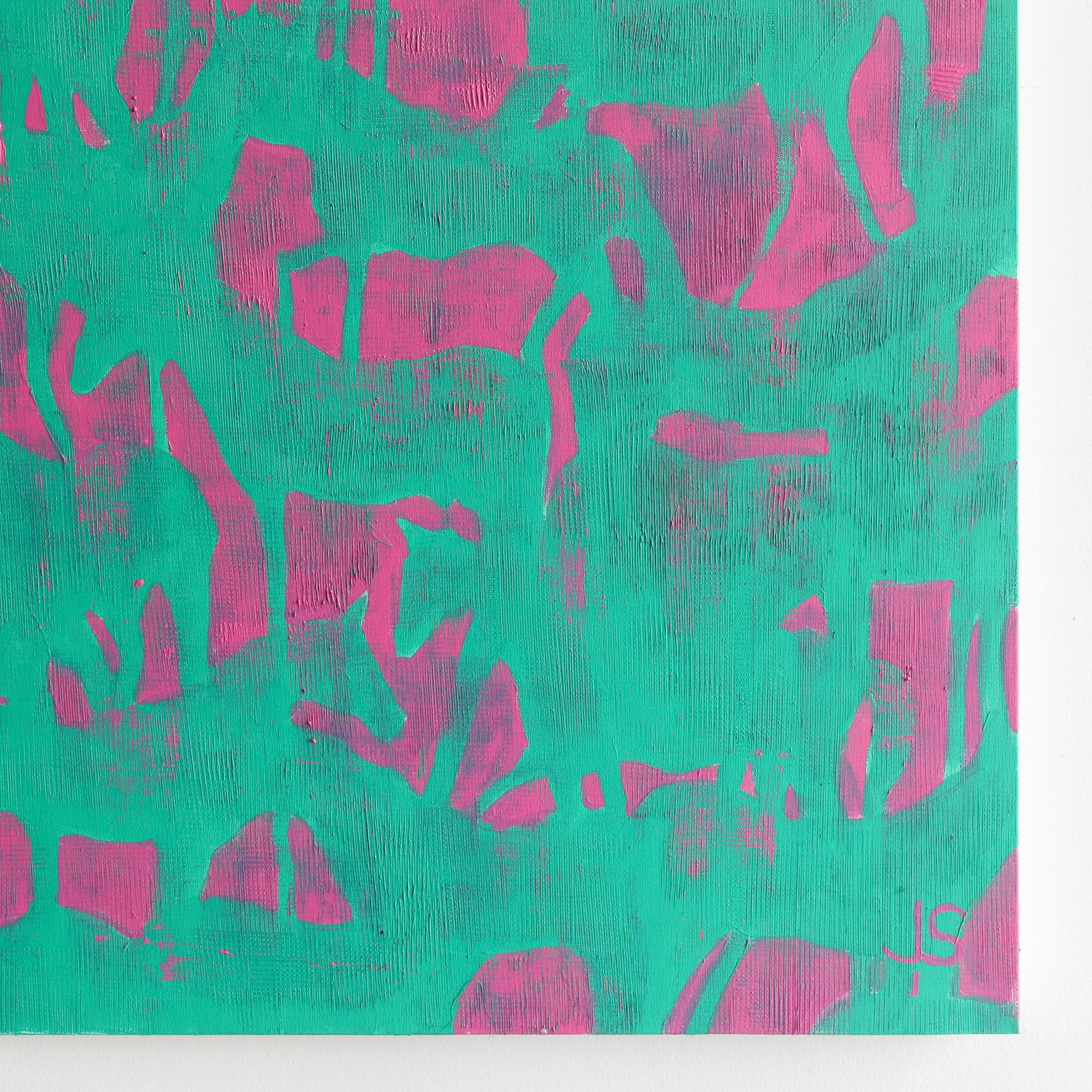 Cavalli verdi e rosa - Animal Painting Blu di Julie Sneed