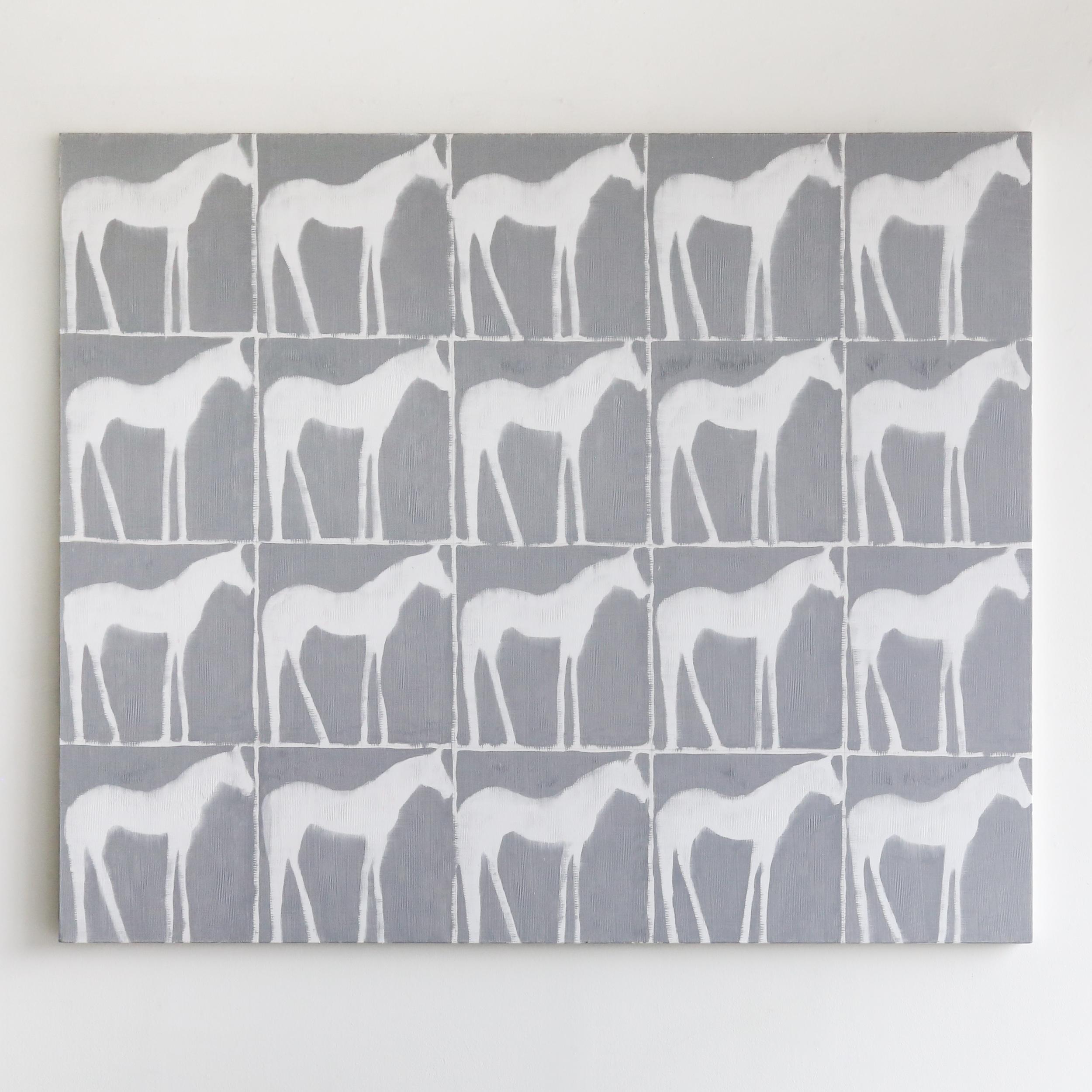 Cavalli grigi Pittura figurativa astratta - Painting di Julie Sneed