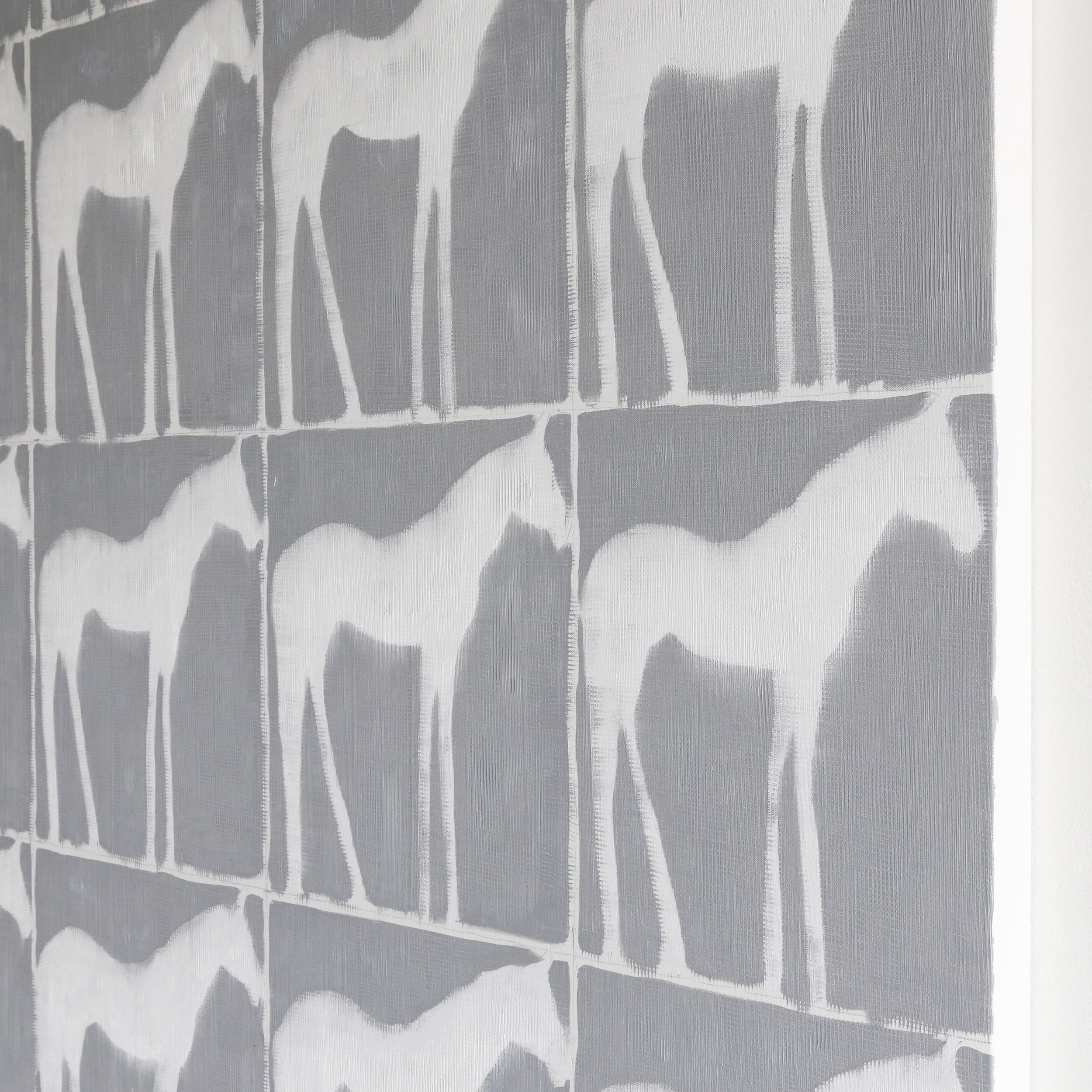 Cavalli grigi Pittura figurativa astratta - Animal Painting Grigio di Julie Sneed