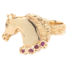 Julie Vos 14 Karat Rose Gold Ruby Horse Head Ring