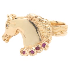 Julie Vos 14 Karat Rose Gold Ruby Horse Head Ring