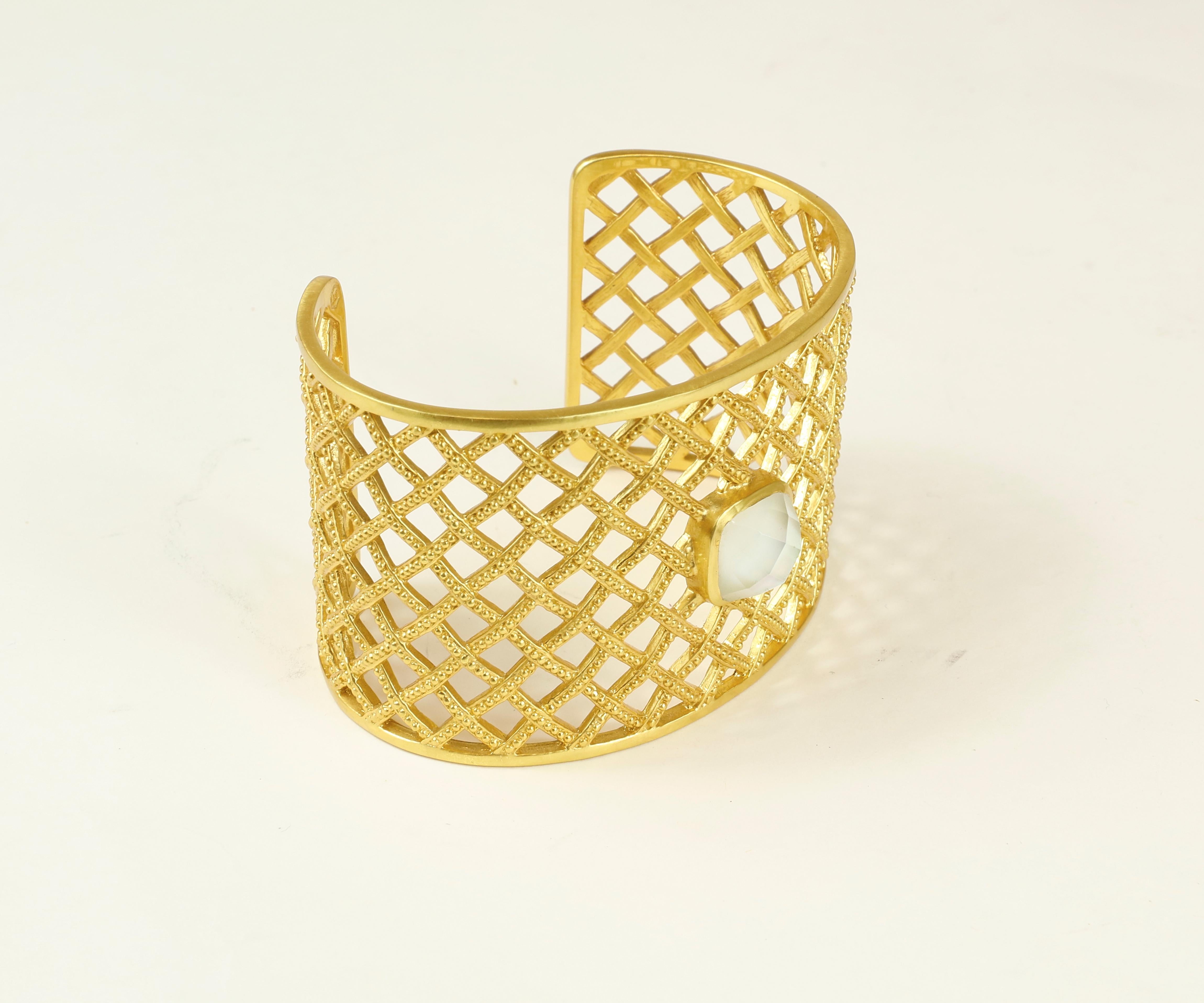 Women's Julie Vos Loire Cuff Gold Bracelet with Clear Crystal