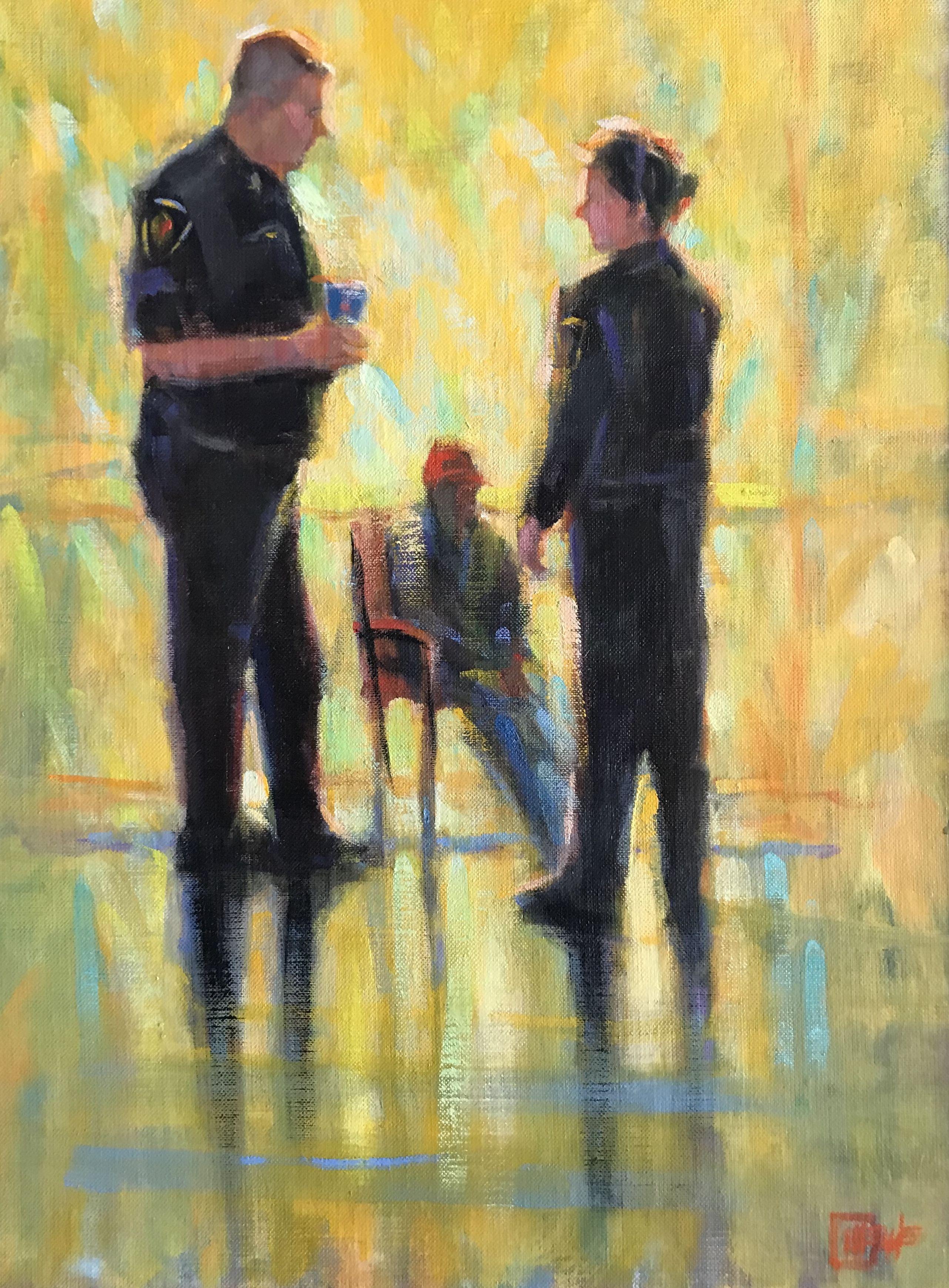 Julie  Wende Figurative Painting - GOOD COP, GOOD COP, Painting, Oil on Other