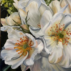 Luscious Cream Roses - Nature morte florale originale - Art contemporain