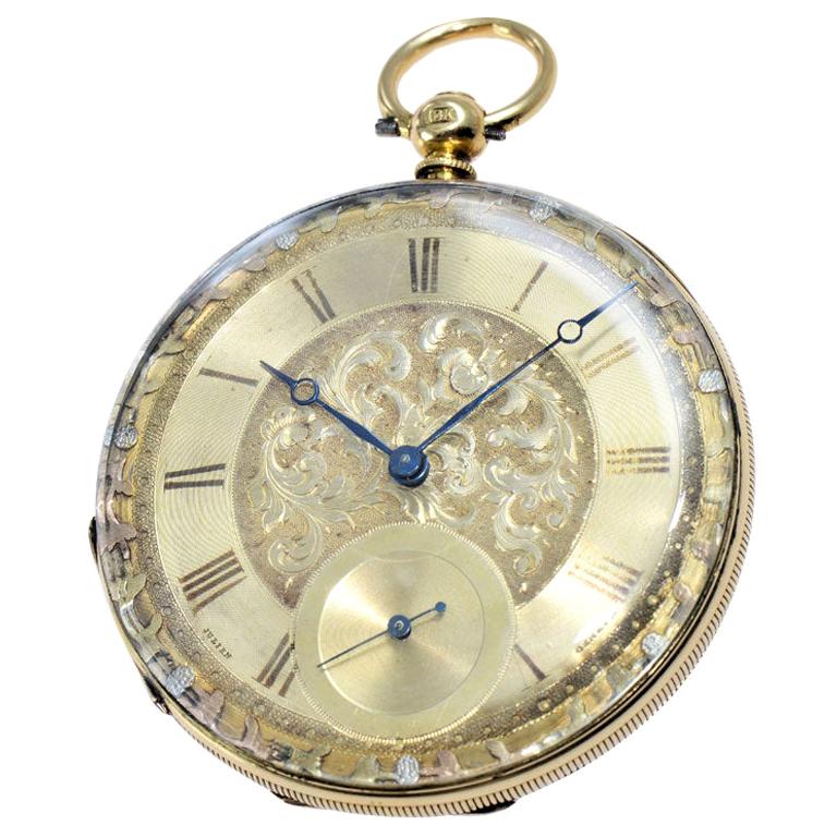 Julien 18 Karat Yellow Gold Keywinding Pocket Watch, circa 1840s For Sale