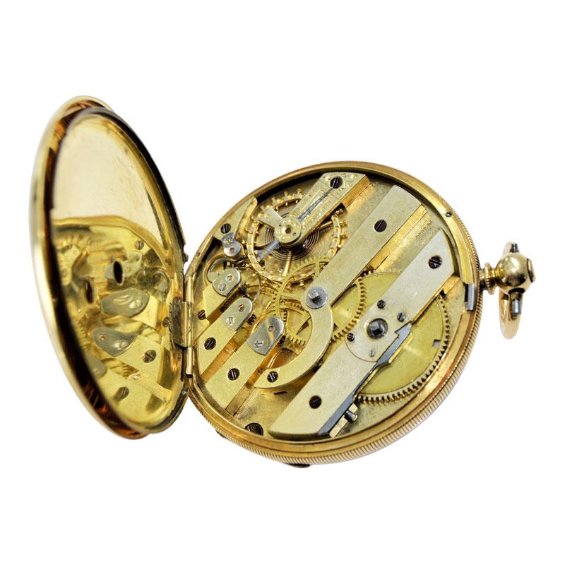 Julien 18 Karat Yellow Gold Keywinding Pocket Watch, circa 1840s For Sale 3