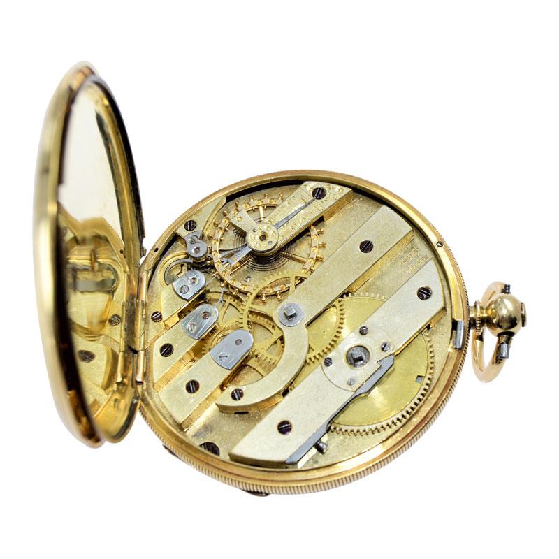 Julien 18 Karat Yellow Gold Keywinding Pocket Watch, circa 1840s For Sale 4