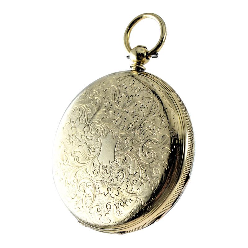 Julien 18 Karat Yellow Gold Keywinding Pocket Watch, circa 1840s In Excellent Condition For Sale In Long Beach, CA