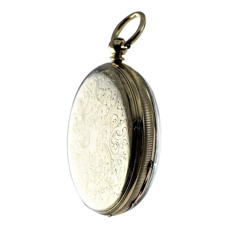 Women's or Men's Julien 18 Karat Yellow Gold Keywinding Pocket Watch, circa 1840s For Sale