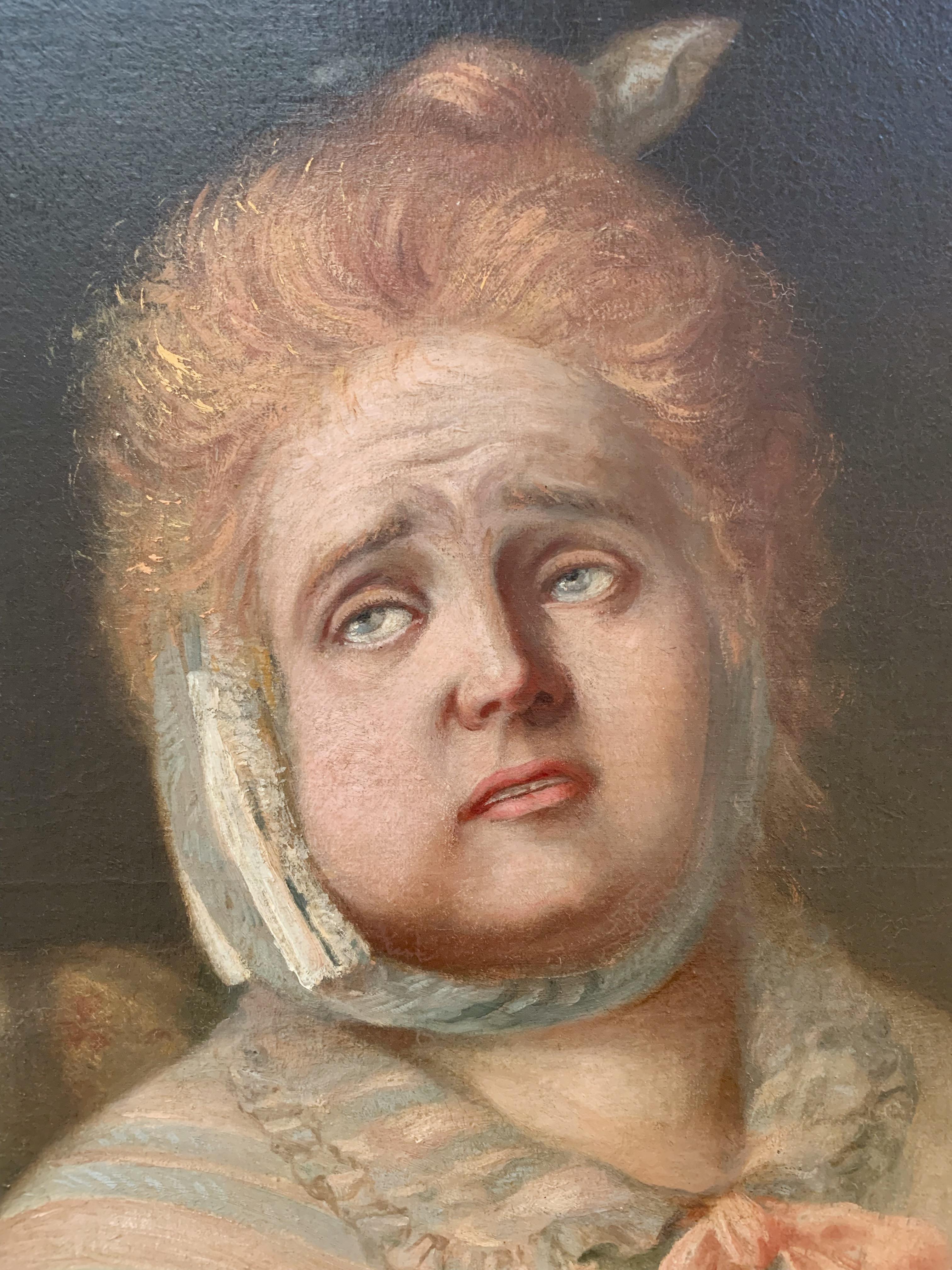 Portrait of a woman with a toothache, circa 1900, oil on canvas For Sale 1