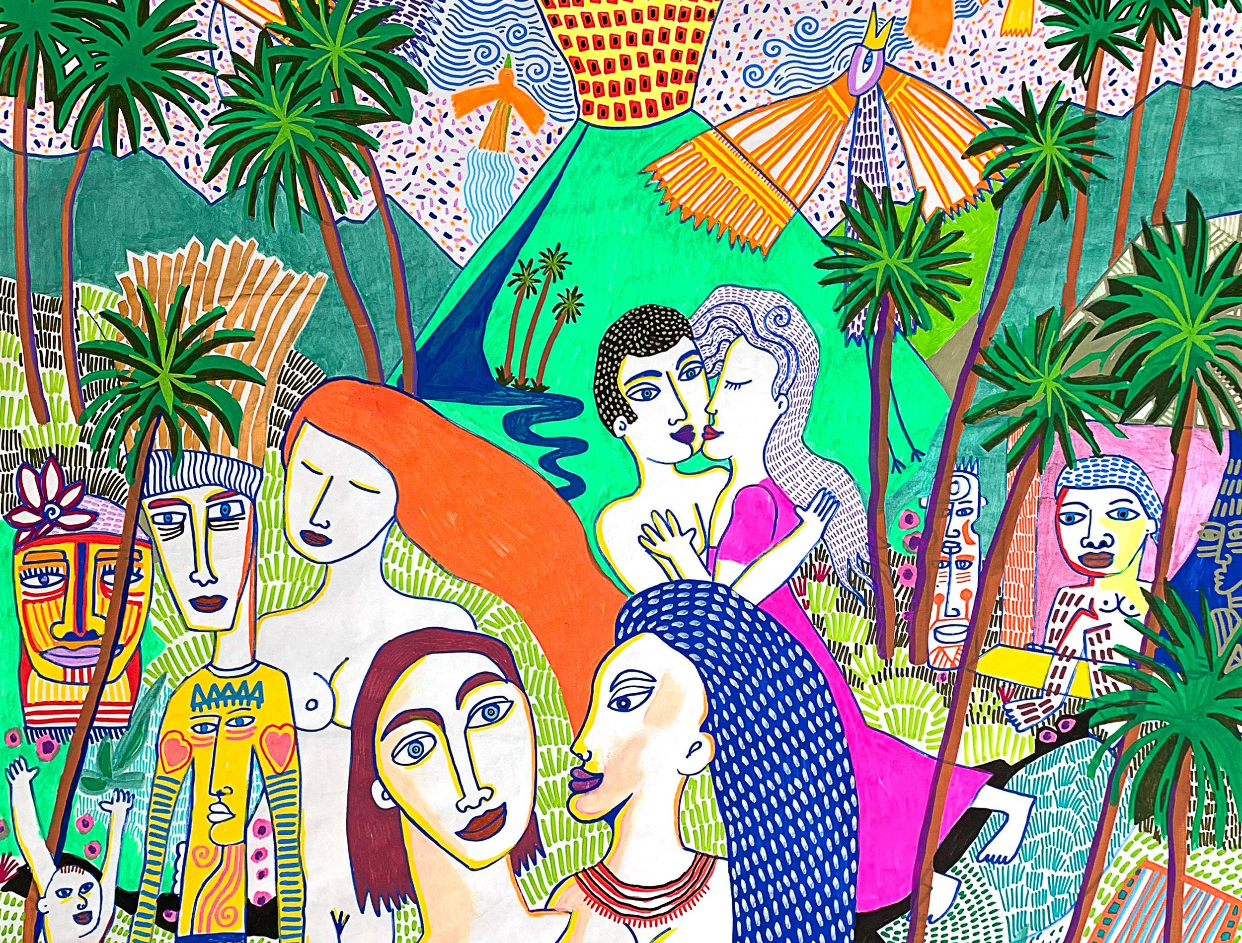 El volcán - Julien Calot, Arte del siglo XXI, Pintura figurativa contemporánea en venta 3