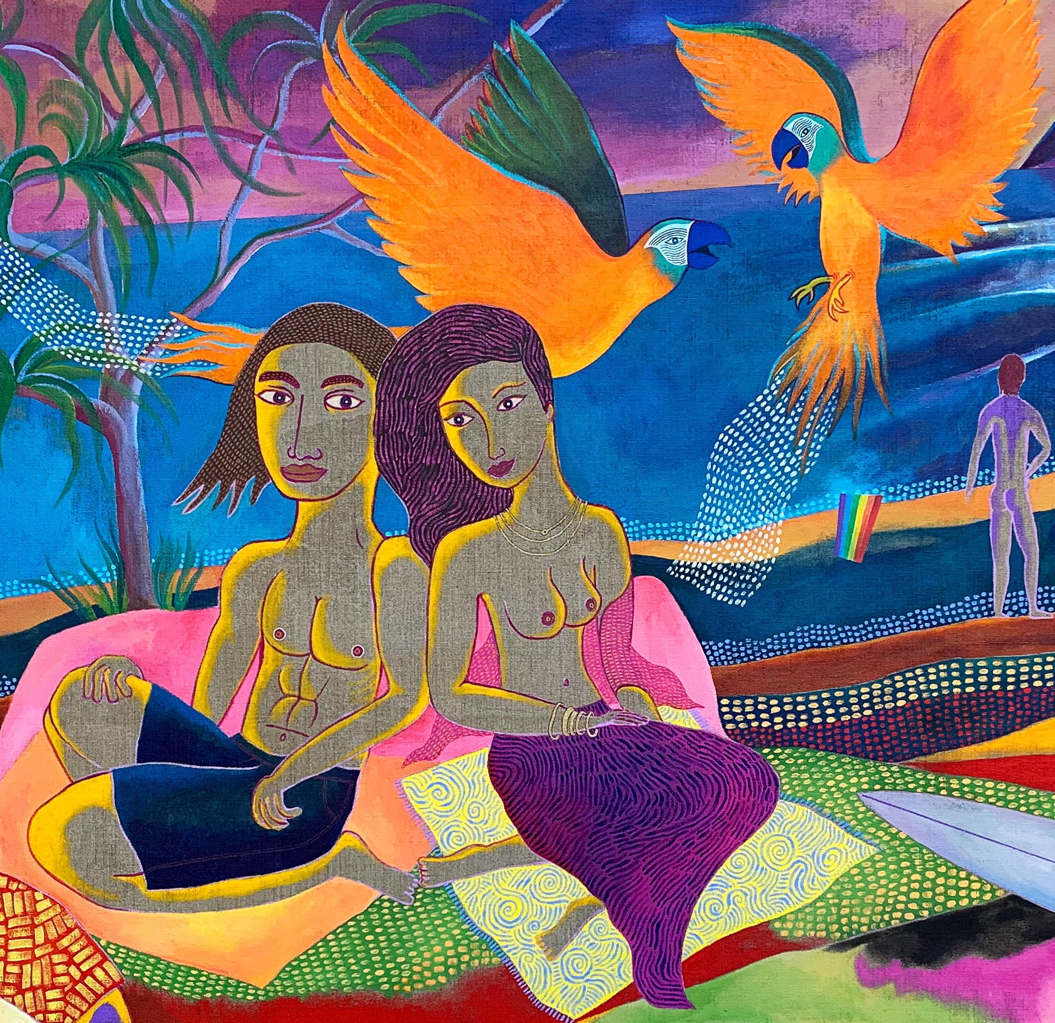 Cuando se pone el sol - Julien Calot, Arte del siglo XXI, Pintura contemporánea en venta 5