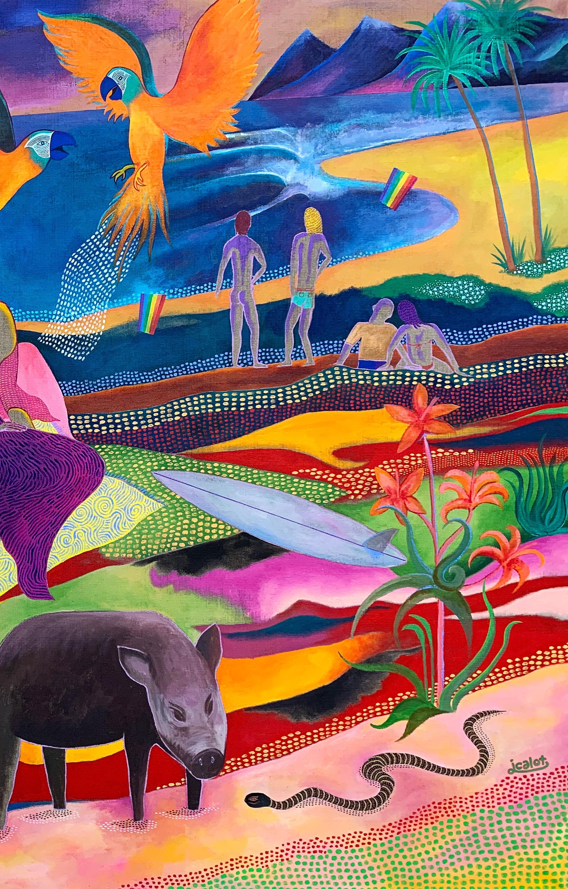 Cuando se pone el sol - Julien Calot, Arte del siglo XXI, Pintura contemporánea en venta 4
