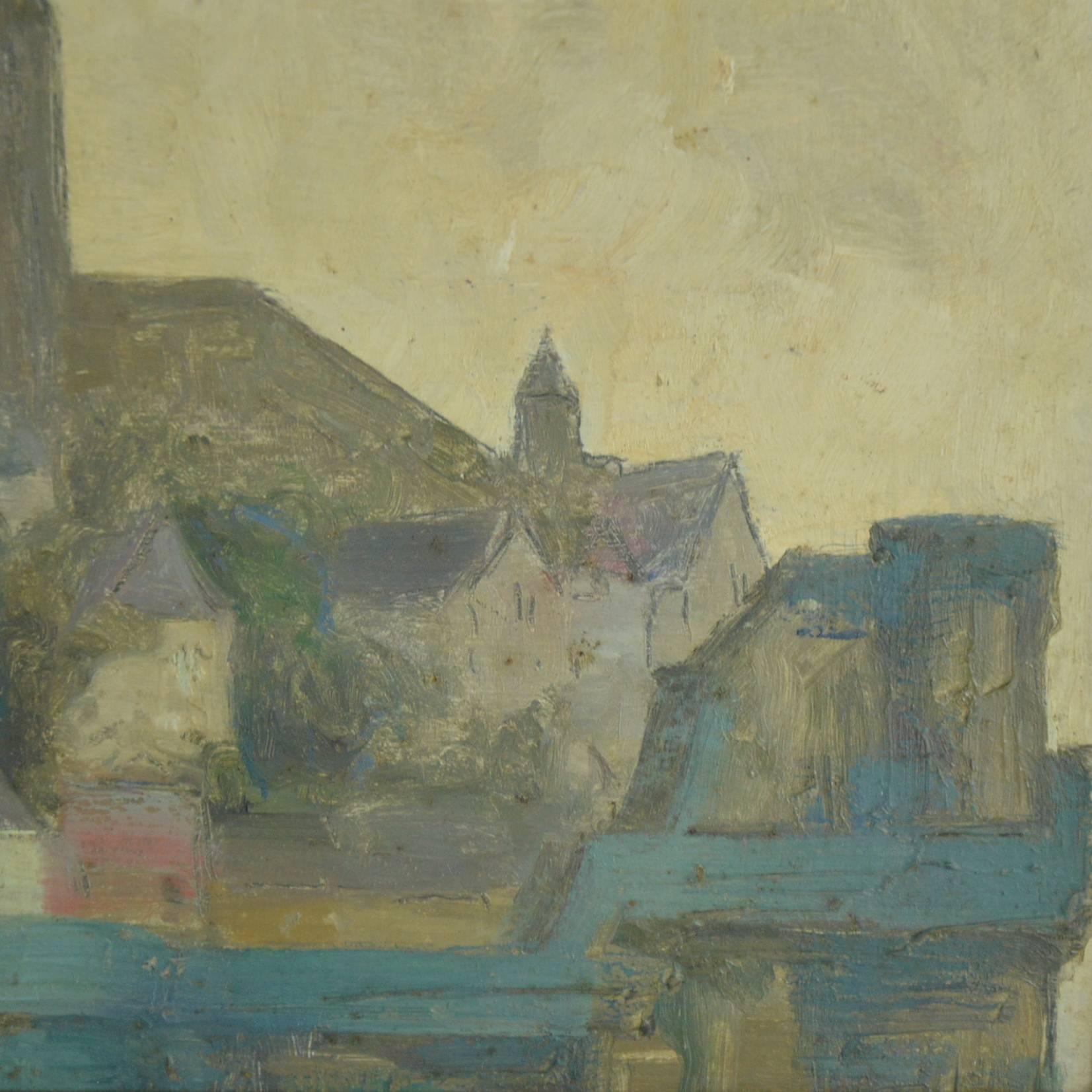 Julien Célos Painting, Saint Michael's Mount View, Belgian School In Good Condition In Brussels, BE
