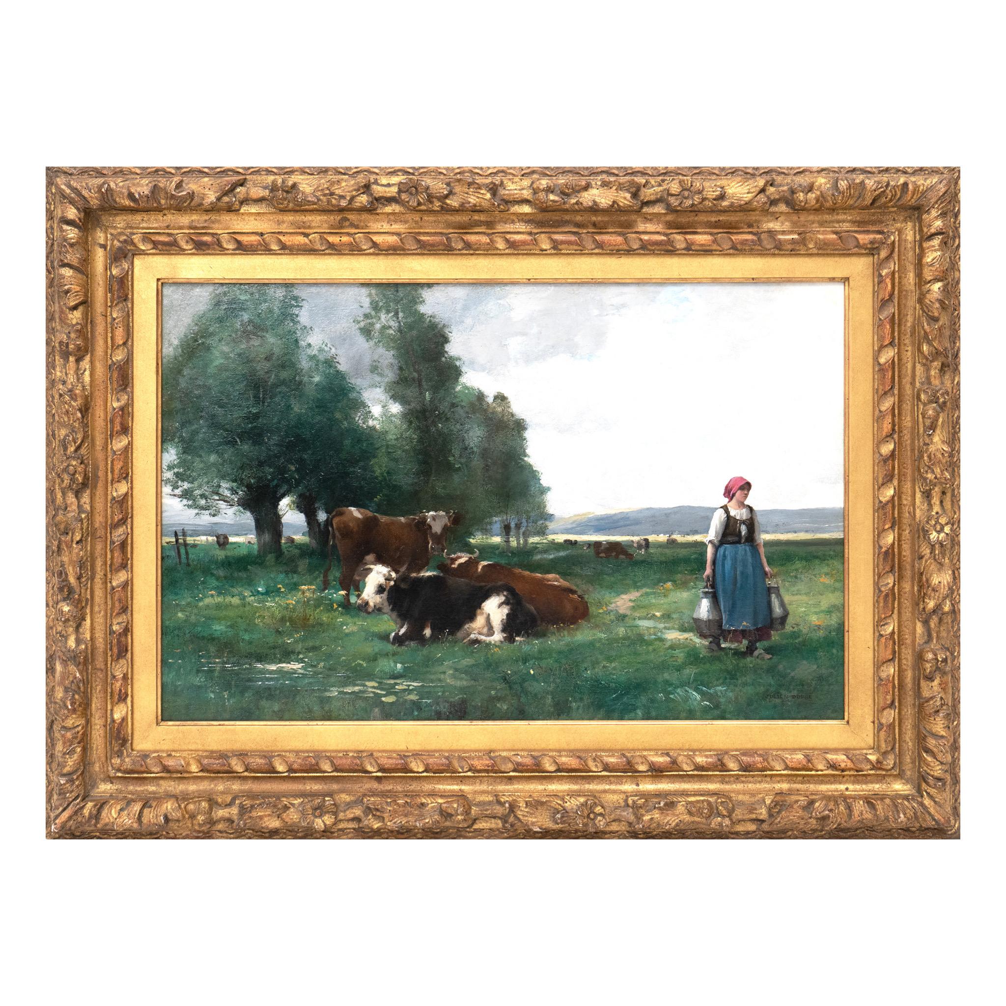 Julien Dupre Landscape Painting - The Milk Girl (La Laitiére)
