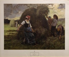 Vintage "Gathering the Hay" by Julien Dupré. Printed in Switzerland. 