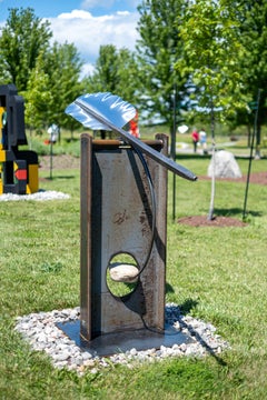 Legacy - Escultura cinética para exteriores, acero inoxidable forjado a mano, 48 x 95 pulgadas