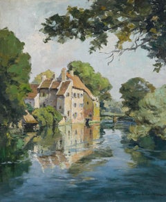 Julien Lacaze (1886-1971) - Óleo de mediados del siglo XX, El molino de agua en verano