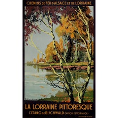 1920 cartel original Julien Lacaze La Lorraine pittoresque L'Étang de Bischwald