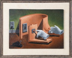 Tactile Fantasy Surreal Erotic Nude Composition Signed Framed Oil Painting