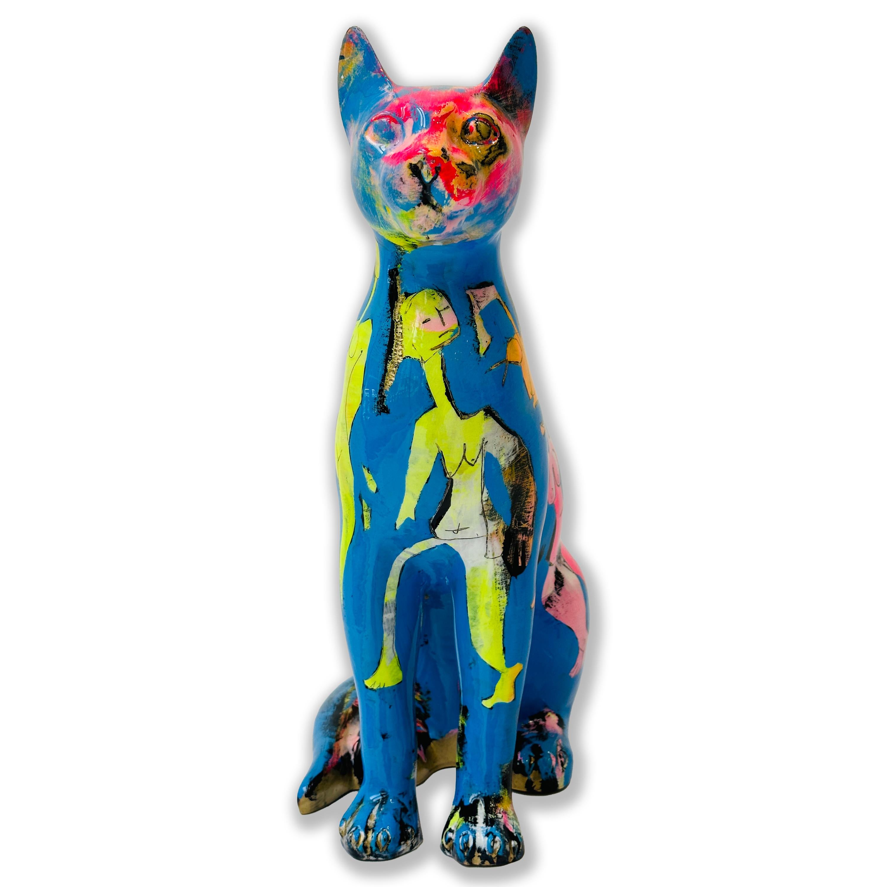 Bastet Cat, 2023, Painted Bronze