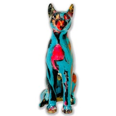 Bastet Cat, 2023, Painted Bronze