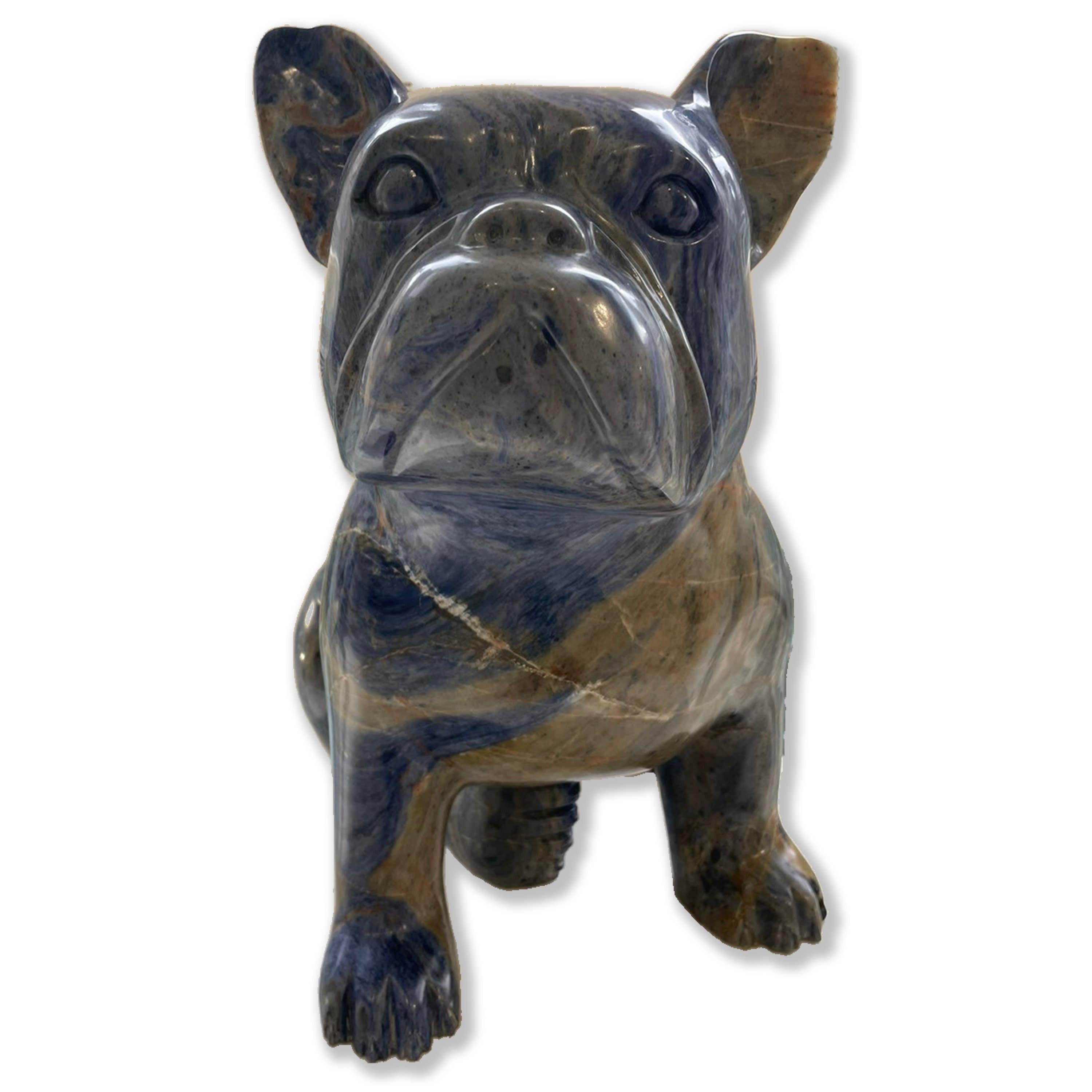Julien Marinetti Figurative Sculpture - Doggy John, 2023, Lapis lazuli