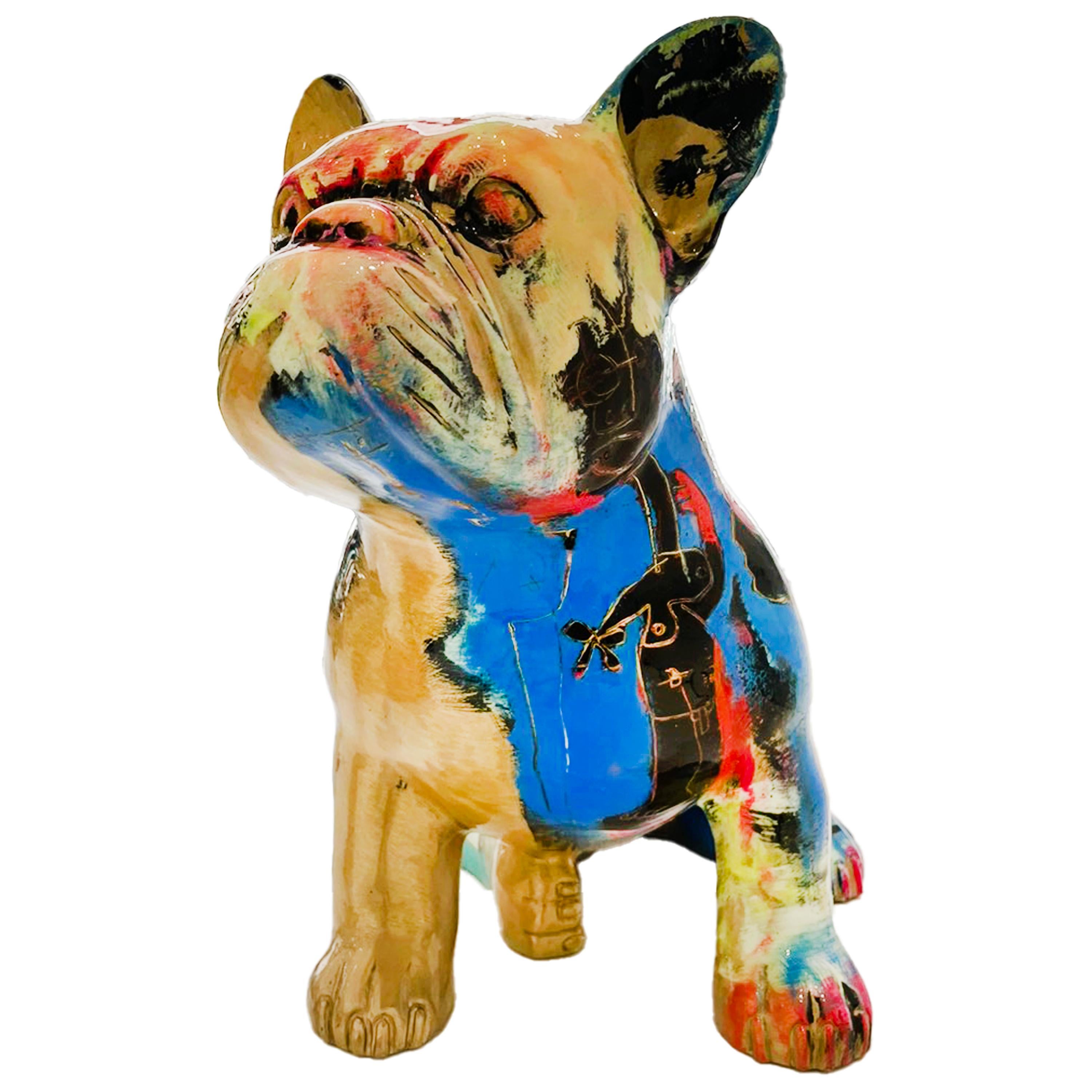 Julien Marinetti Figurative Sculpture - Doggy John, 2023, Painted Bronze