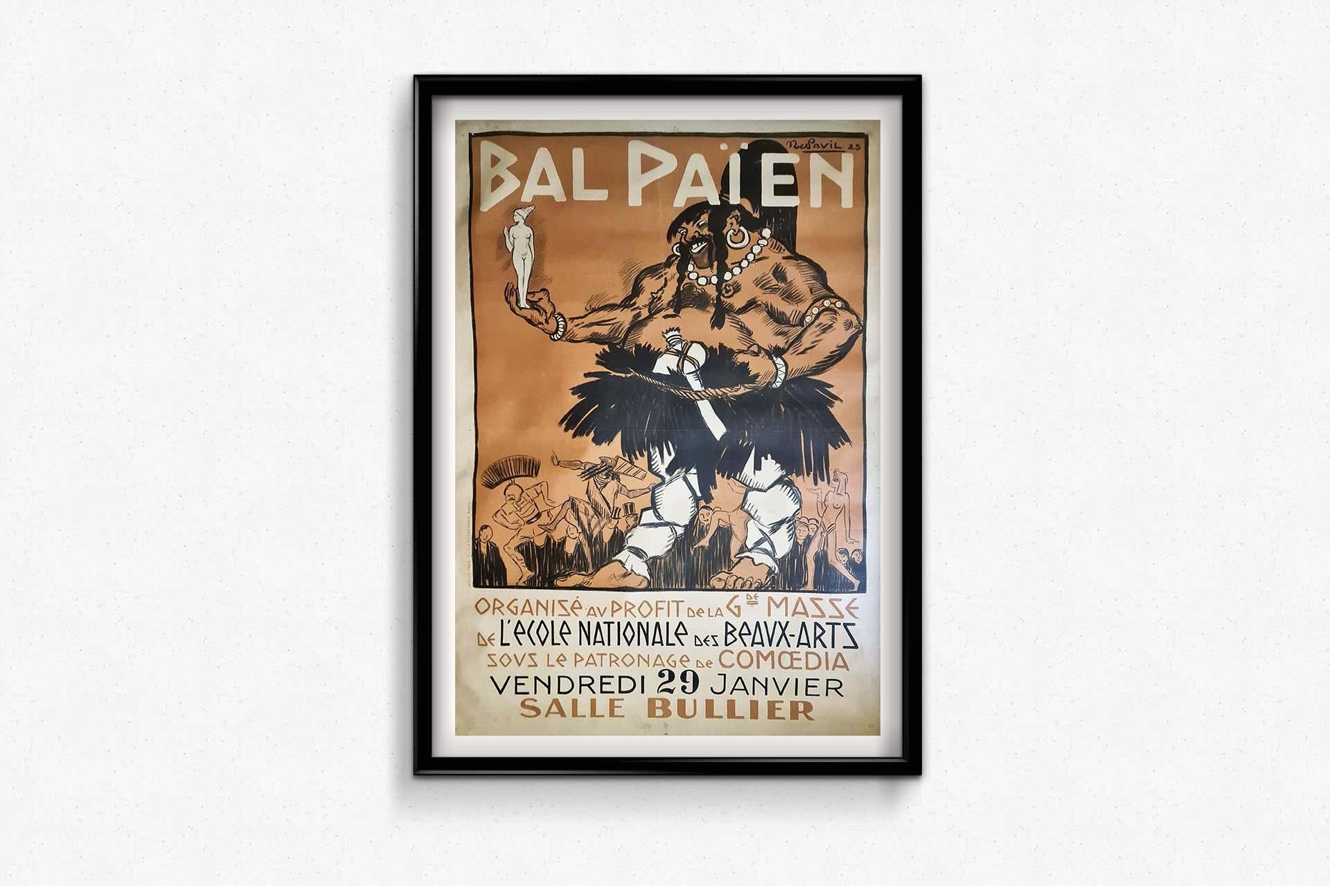 1925 Originalplakat für das 1. Bal Païen - Beaux-Arts Paris im Angebot 2