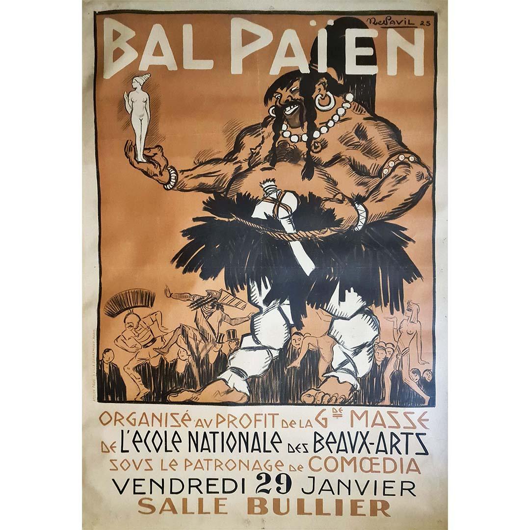 1925 Original poster for the 1st Bal Païen - Beaux-Arts Paris - Print by Julien Pavil