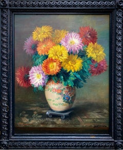 Bouquet of Gerberas in a Chinese Vase, Julien Stappers, Chenee 1875 – 1950