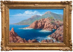 Falaises de l'Estérel au bord de la Méditerranée'' par Julien Stappers ( 1875 - 1960 )