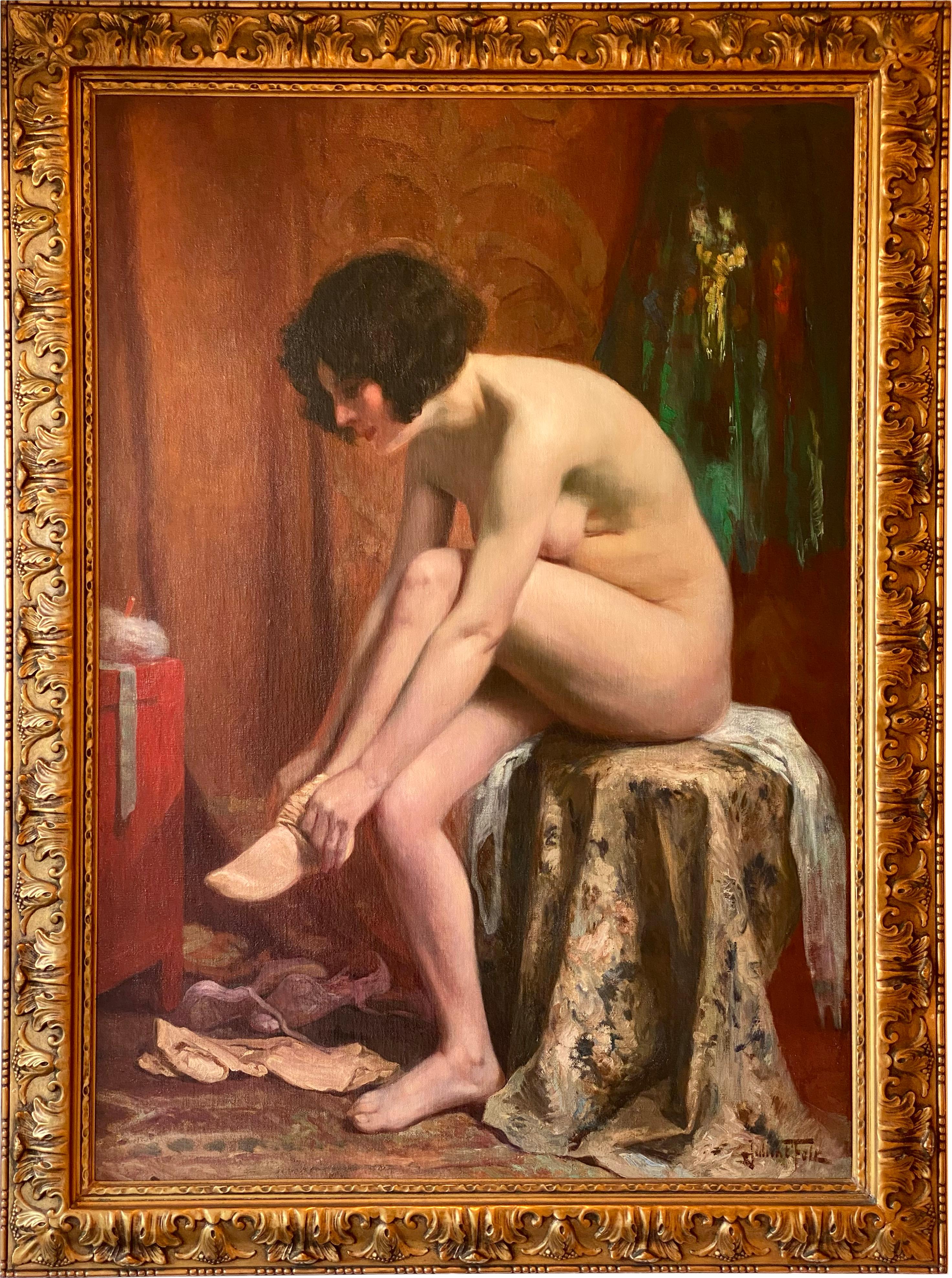 'Vestizione di nudo' di Julien T'Felt (Gand 1874 - Anversa 1936)