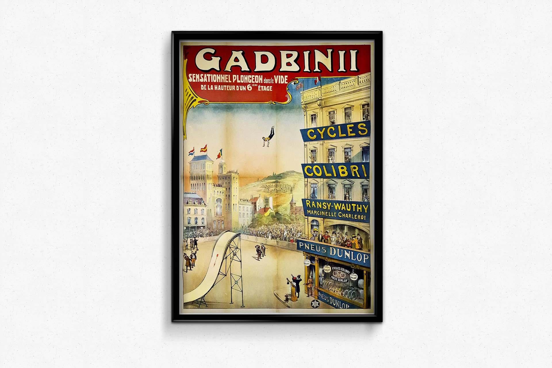 Original poster of the 30's for the Gadbini show and its sensational dive For Sale 2