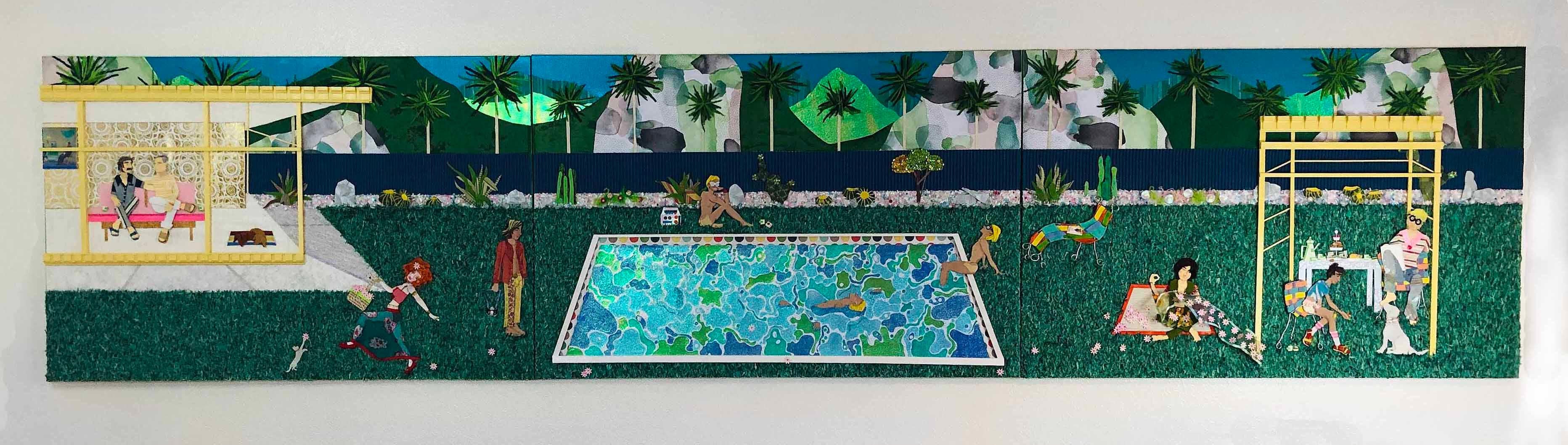 Tea With Hockney : contemporary collage  - Mixed Media Art by Julien Tomasello