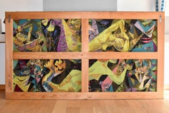 Julien van Vlasselaer. Tapiz tejido a mano de mediados de siglo «MERMAIDS», 1957, De Wit, Bélgica