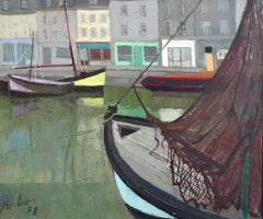 The Port of Honfleur, Oil on Canvas, Expressionist, Framed, 1958