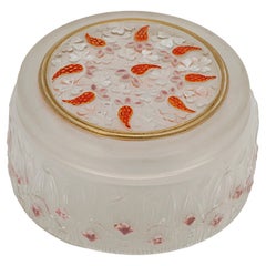 Julien VIARD Art Deco Enameled Frosted Glass Powder Compact, France, 1920