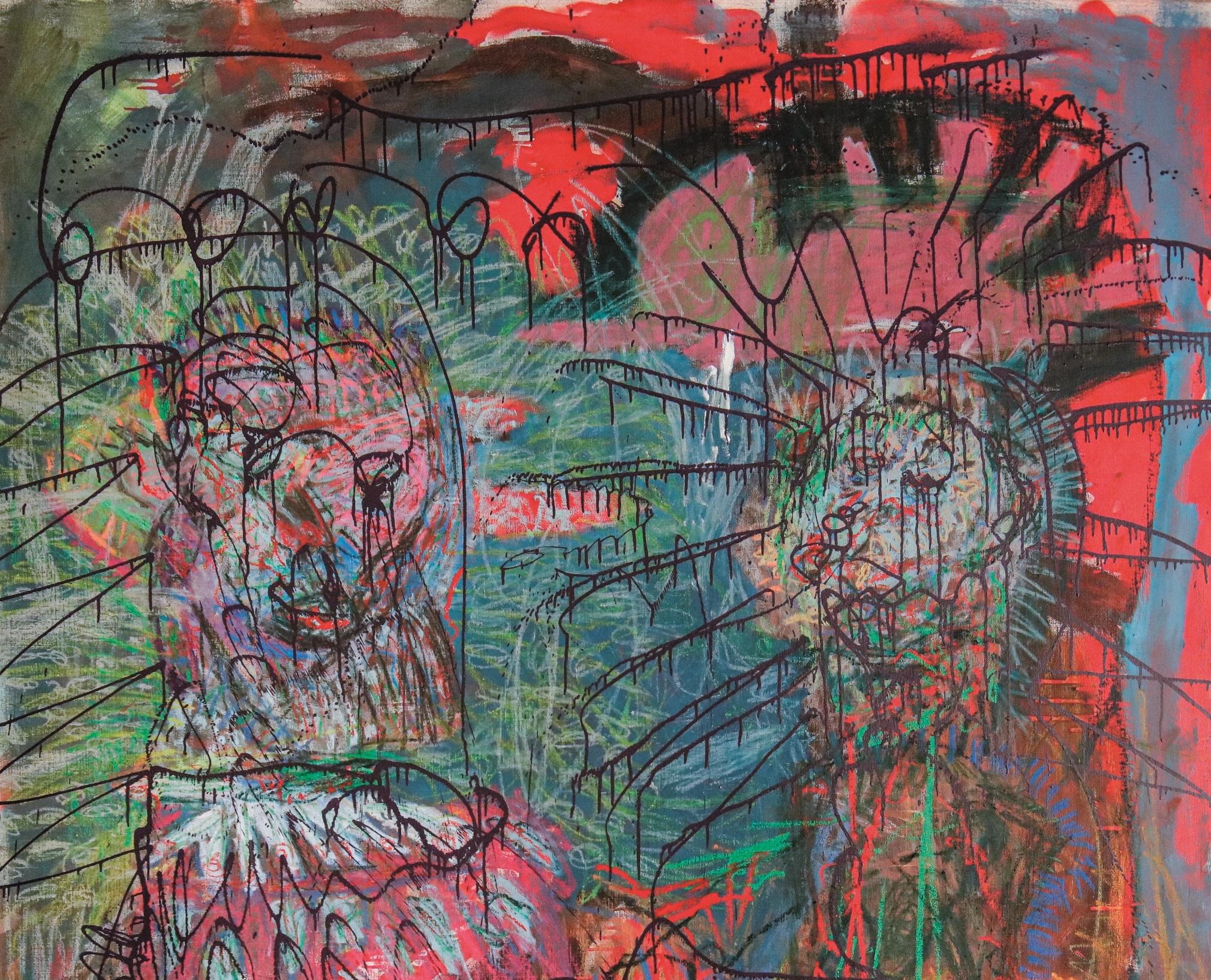 Charla oscilante Julien Wolf Arte contemporáneo pintura expresionista en venta 3