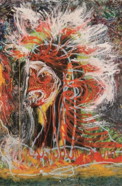 La sirena boya Julien Wolf Arte contemporáneo pintura expresionista rojo amarillo