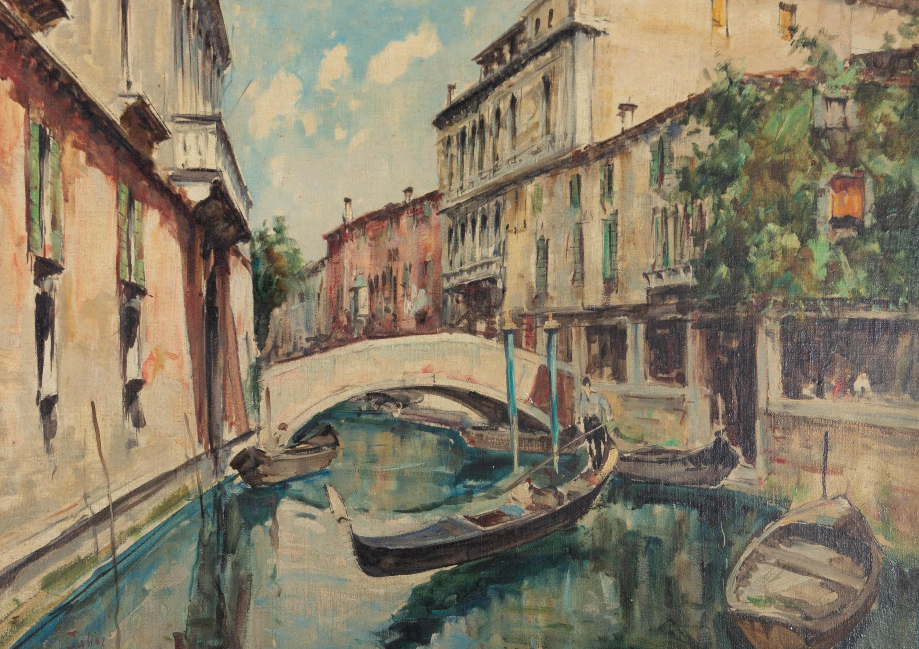 Julies - 20th Century Oil, Venetian Canal For Sale 1