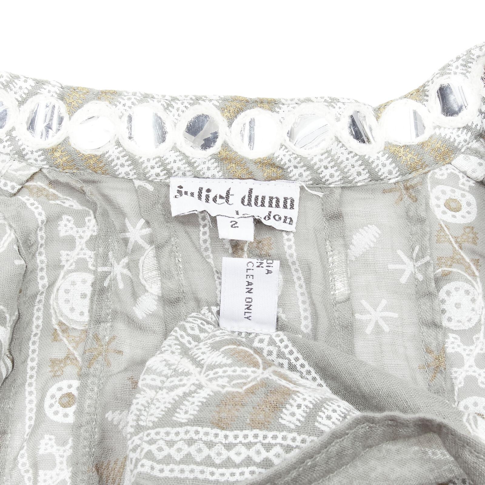 JULIET DUNN LONDON grey floral print silver pailette flared hem jacket US2 S For Sale 5