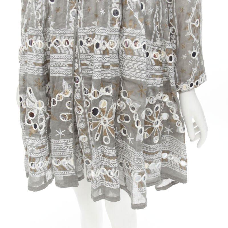 JULIET DUNN LONDON giacca grigia con stampa floreale e pailette argento con orlo svasato US2 S in vendita 2