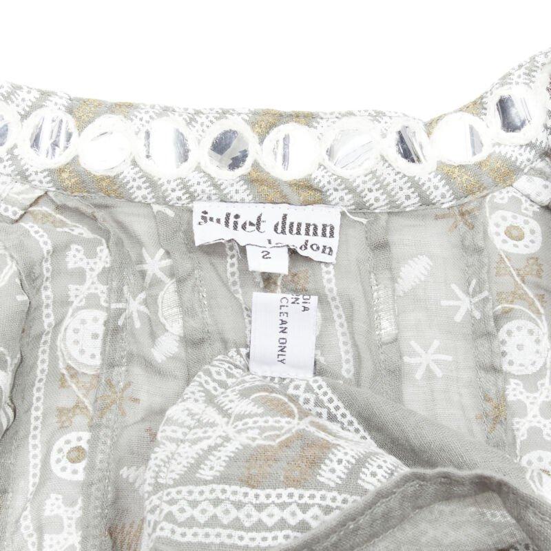 JULIET DUNN LONDON giacca grigia con stampa floreale e pailette argento con orlo svasato US2 S in vendita 4