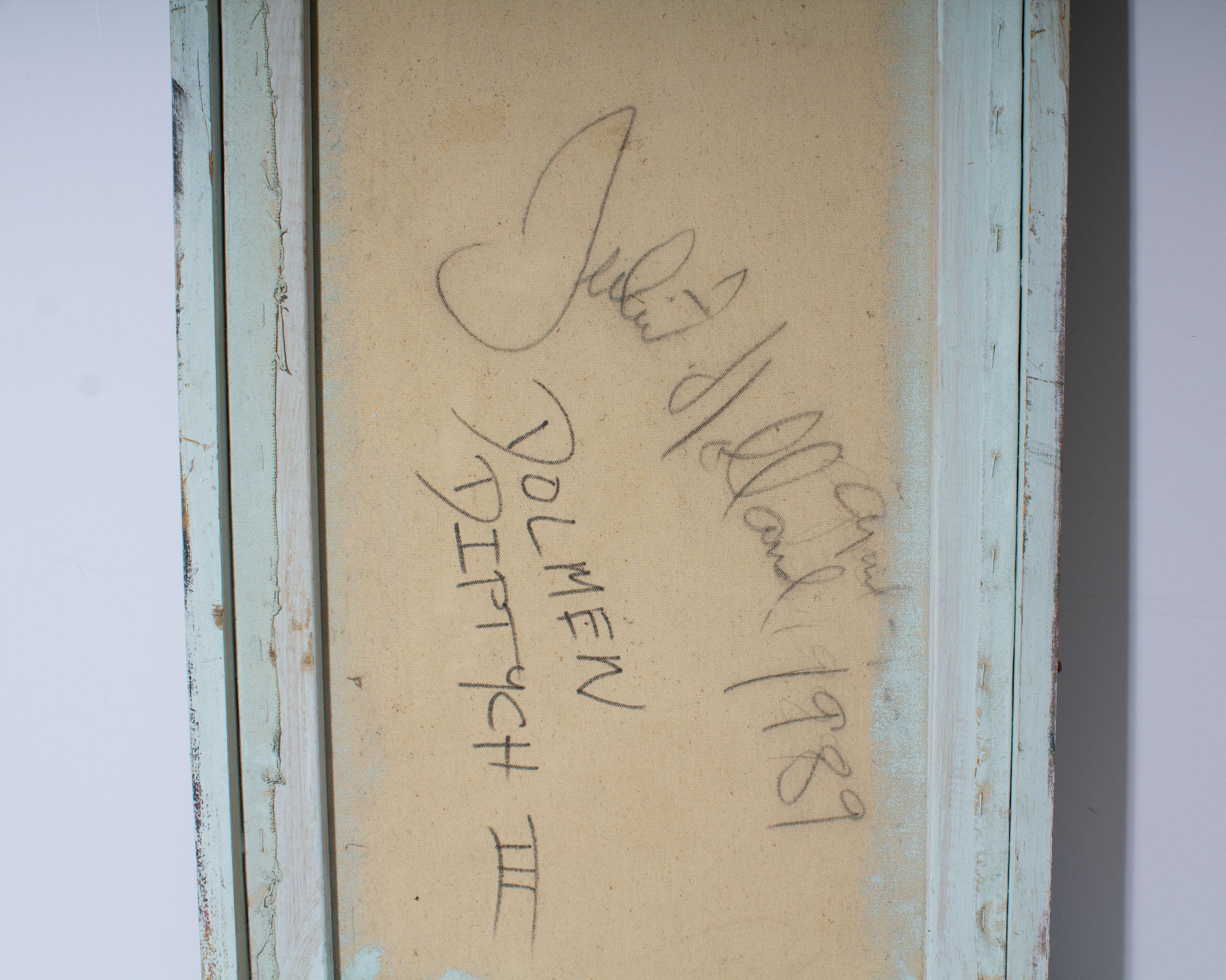 Juliet Holland Signiert 1989 Dolmen Diptychon III Mixed Media Wand Assemblage im Angebot 3