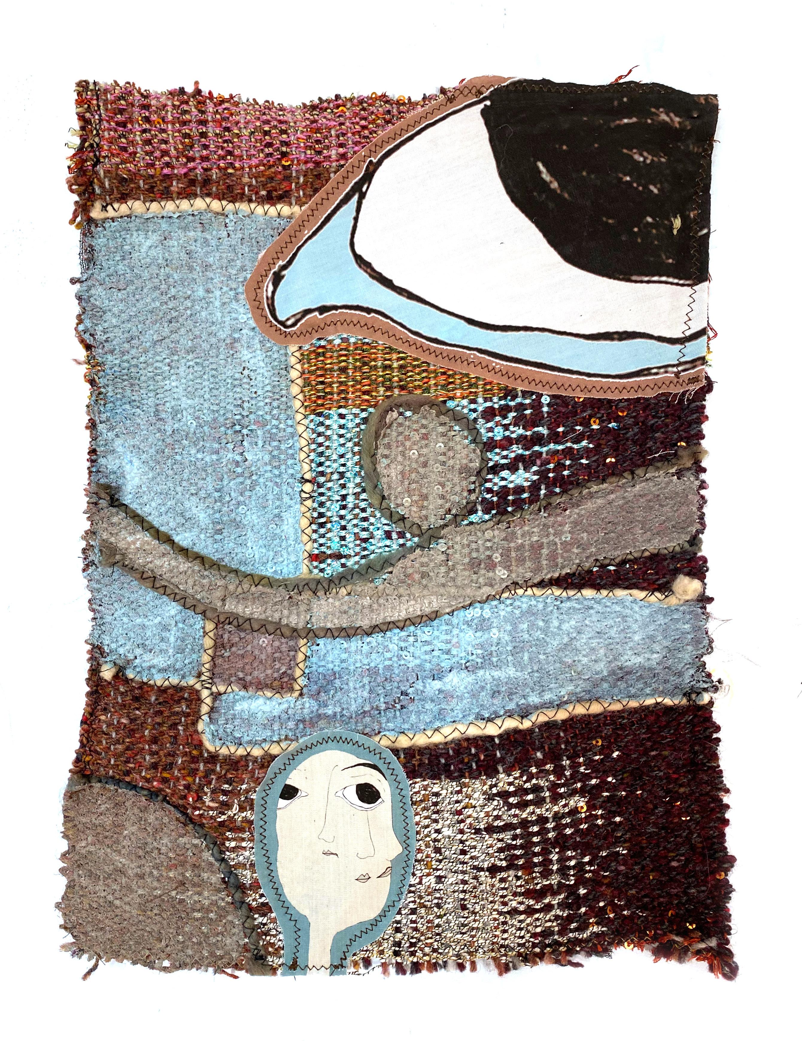 Juliet Martin Figurative Painting - Small textile wall hanging: 'Lucy'