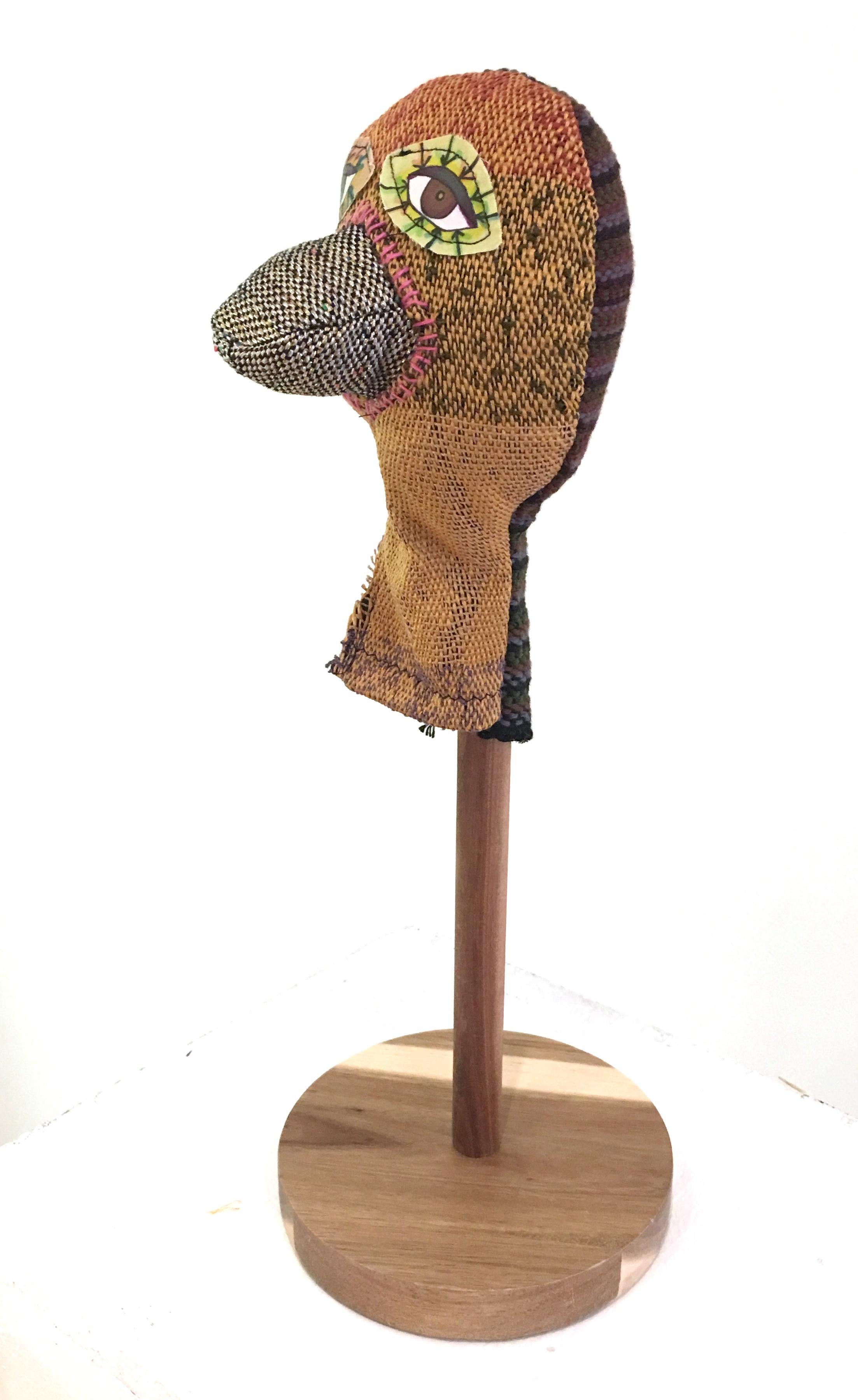 Handwoven Textile Sculpture: 'I am Puppet' (beak) - Contemporary Mixed Media Art by Juliet Martin