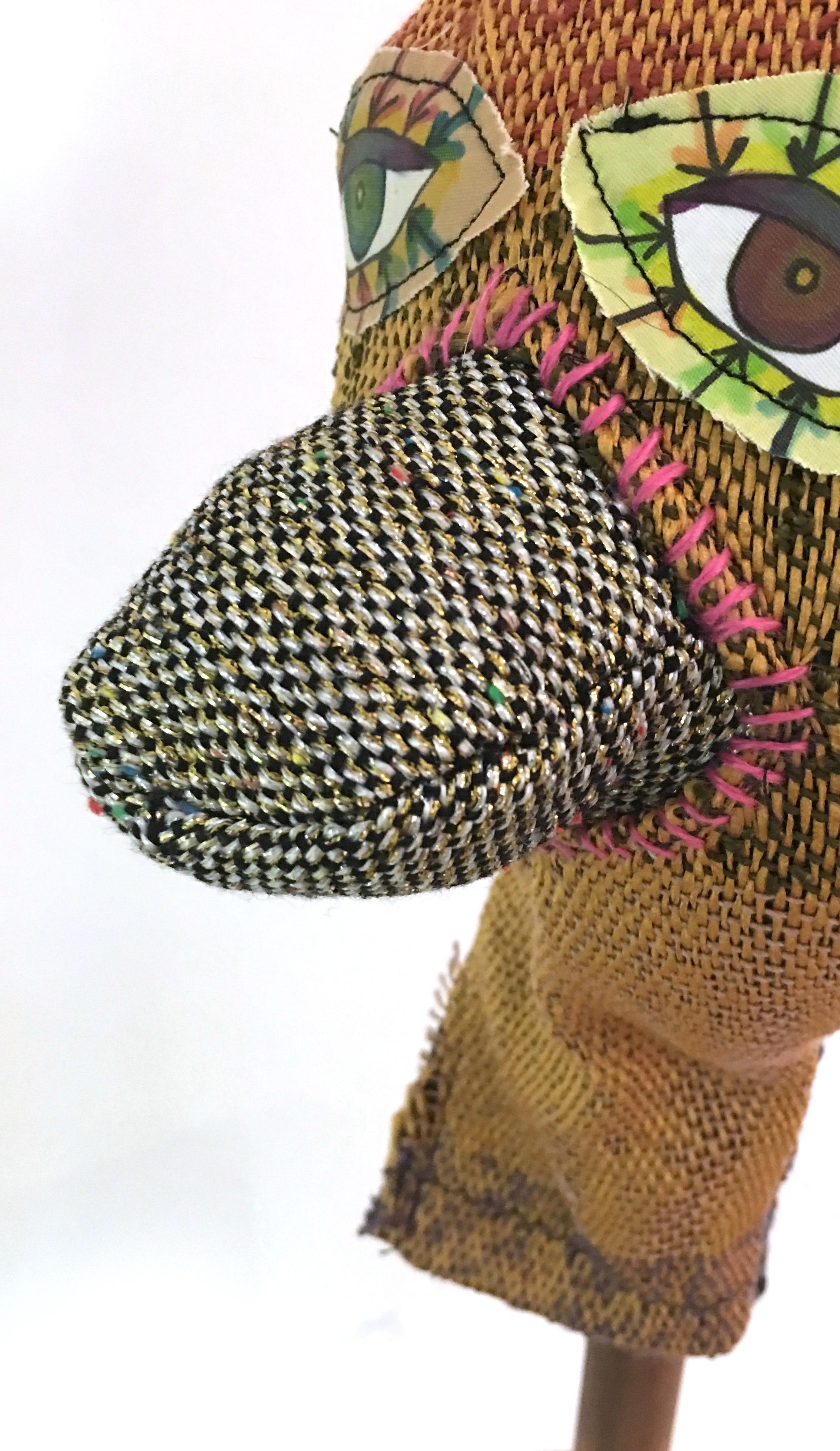 Handwoven Textile Sculpture: 'I am Puppet' (beak) - Mixed Media Art by Juliet Martin
