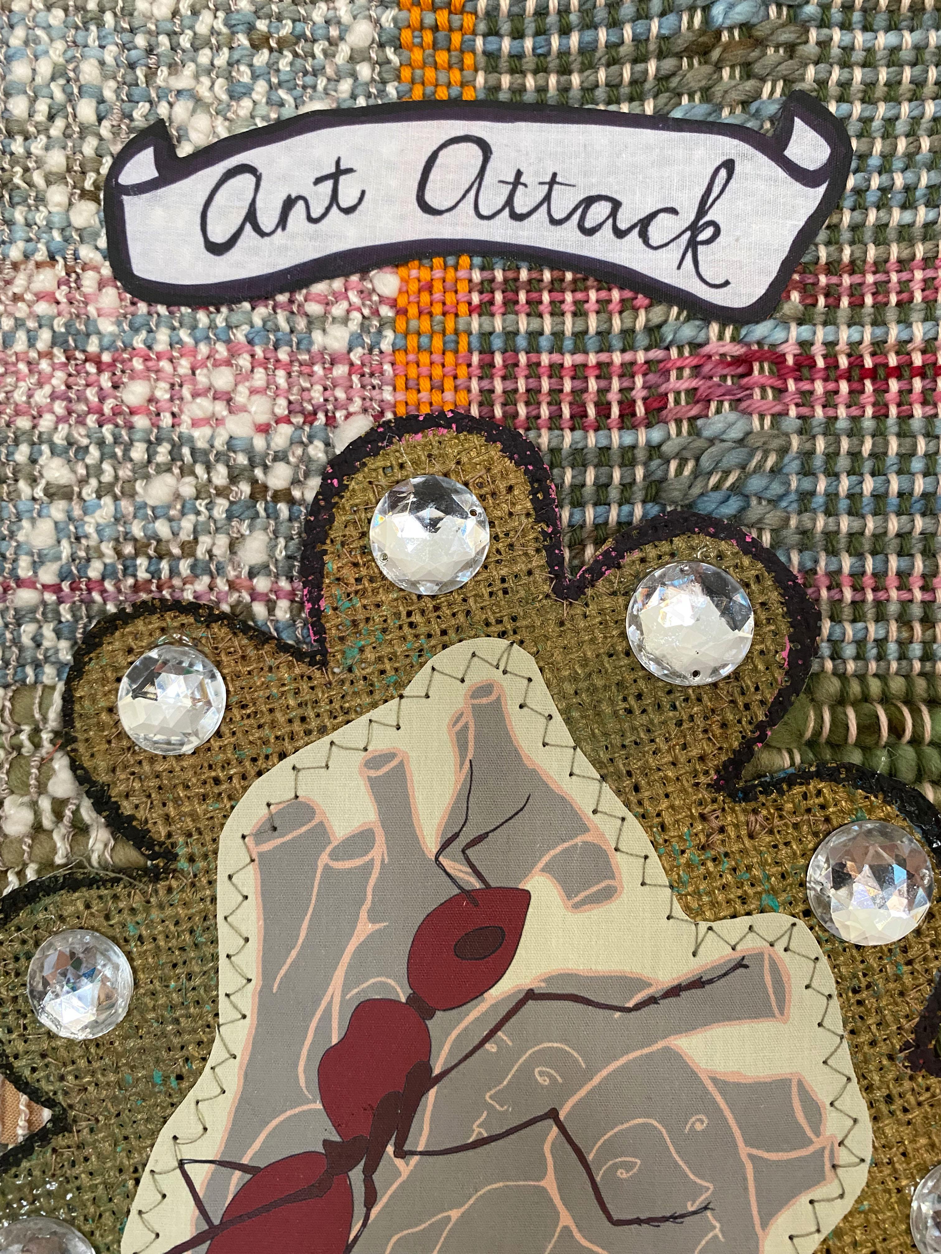 Textile Wall Hanging: 'Ant Attack' - Contemporary Mixed Media Art by Juliet Martin